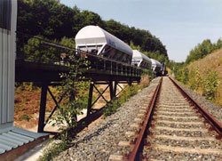 Photo: Transport des Verfüllmaterials über das Schienennetz