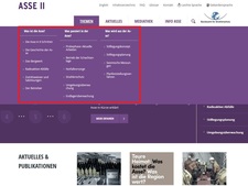 Screenshot, markiert ist das aufgeklappte Themen-Menü Screenshot, markiert ist das aufgeklappte Themen-Menü