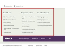 Screenshot: Fußbereich der Startseite Screenshot: Fußbereich der Startseite