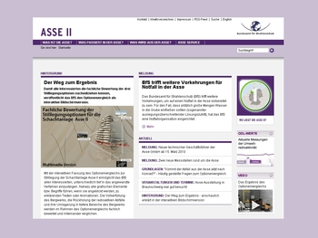 Information offer about Asse: Screenshot of the website www.endlager-asse.de