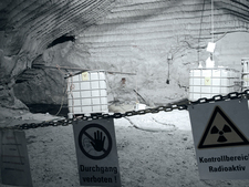 The control area is separated by a chain and danger signs saying "Control Area Radioactive".