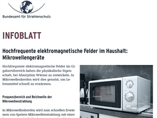 Hochfrequente elektromagnetische Felder im Haushalt: Mikrowellengeräte Hochfrequente elektromagnetische Felder im Haushalt: Mikrowellengeräte