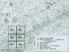 Messgebiete der internationalen Messübung zu Radioaktivitätsmessungen aus der Luft im Juni 2015