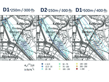 Map with thorium distribution in the reference measuring area Linthebene