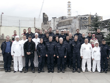 The participants in front of the reactor