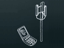 Zeichnung: Handy mit Mobilfunkmast