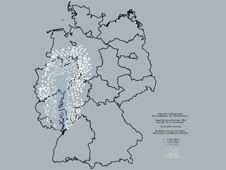 Deutschlandkarte mit Ausbreitung radioaktiver Wolke