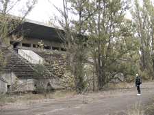 Tribünen des ehemaligen Stadions in der Stadt Prypjat