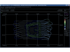 Bei einem Messflug ermittelte Gamma-Ortsdosisleistung entlang der Flugbahnen, dargestellt mit dem Programm Rohflug