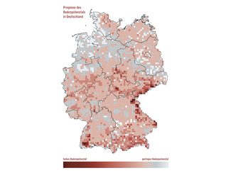 Prognosis of radon potential in Germany shown in a map