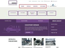 Screenshot: Startseite mit Hauptnavigation Screenshot: Startseite mit Hauptnavigation