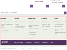 Screenshot: Fußbereich der Startseite Screenshot: Fußbereich der Startseite