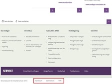 Screenshot: Fußbereich der Startseite Screenshot: Fußbereich der Startseite