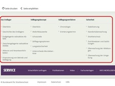 Screenshot: Fußbereich der Startseite Screenshot: Fußbereich der Startseite