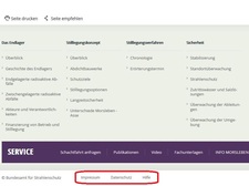 Screenshot: Fußbereich der Startseite Screenshot: Fußbereich der Startseite