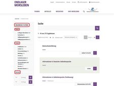 Screenshot eines Suchergebnisses; markiert sind Filterfunktionen Screenshot eines Suchergebnisses; markiert sind Filterfunktionen