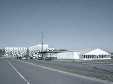 External view of the tent in Oschersleben where the event took place